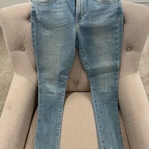 Blue Skinny Jeans with Distressed Details